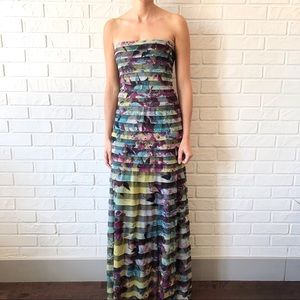 BCBGMaxAzria floor length strapless dress gown